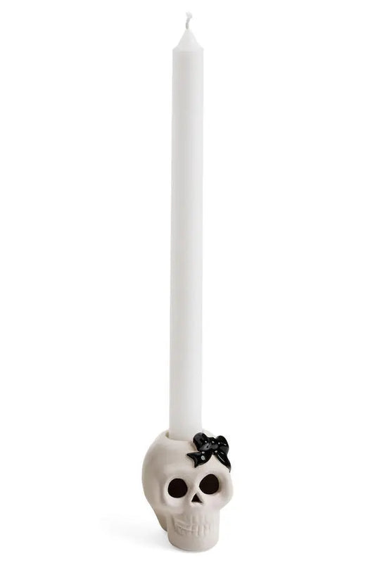 Candle hold skull with bow