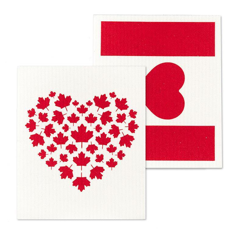 Canada Flag & Heart Dishcloths