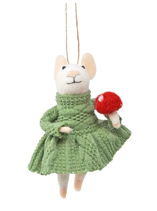 Mouse in Green Dress Ornament