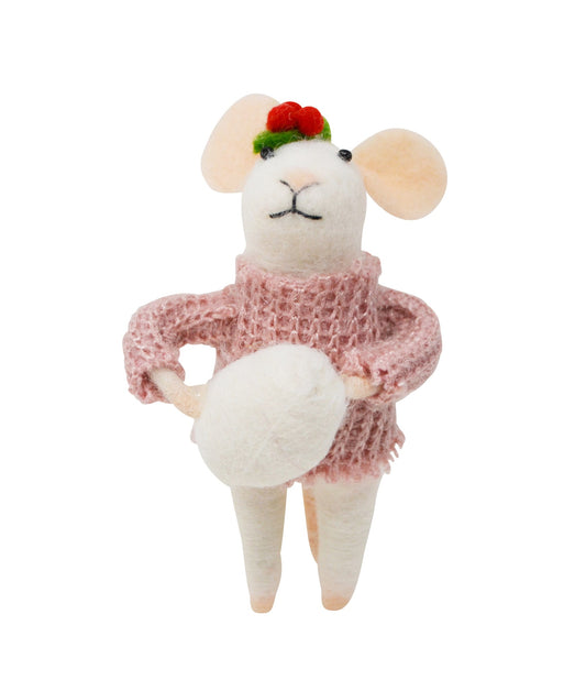 Mouse in Pink Sweater Ornament