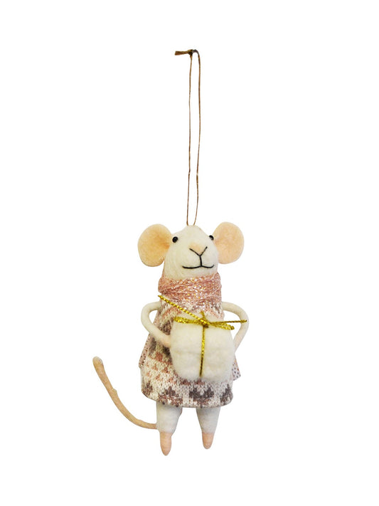 Mouse with White Gift Ornament