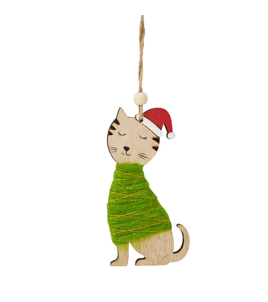 Cat in Green Sweater Ornament