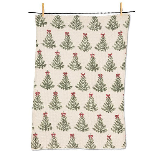 Holiday Trees with Bows Kitchen Towel