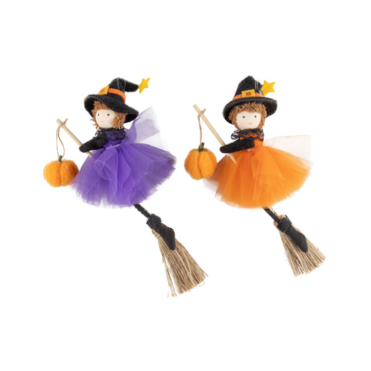 fabric witch on broomstick