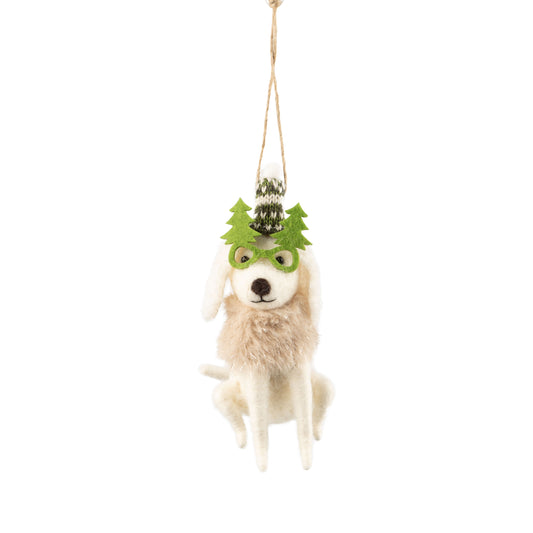 White felt dog ornament