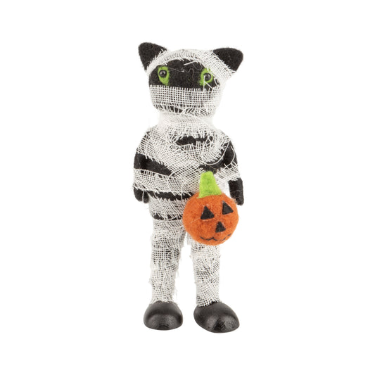 Black cat ornament in mummy outfit