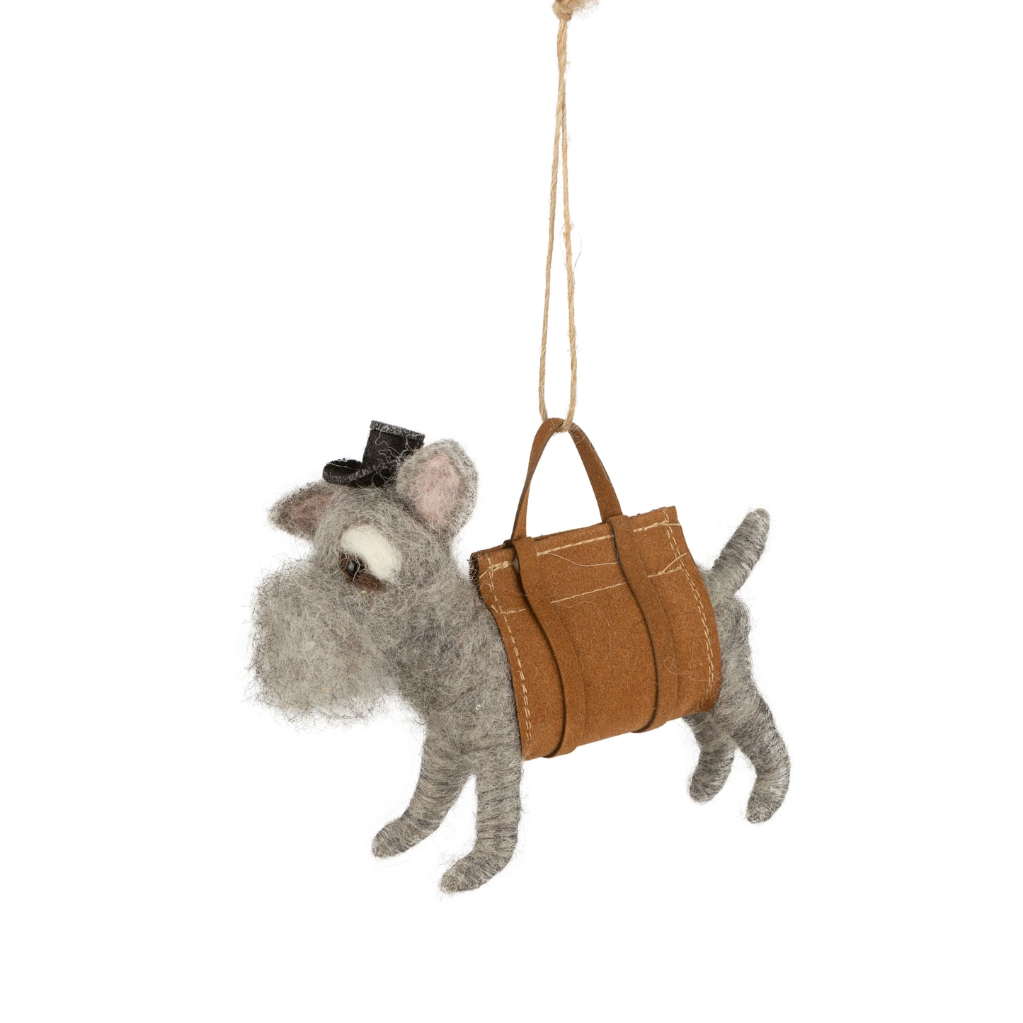 Felt Dog in carrying Case Ornament