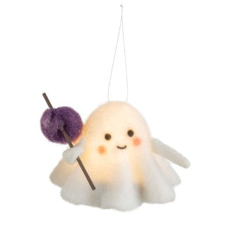 Felt ghost ornament with LED light