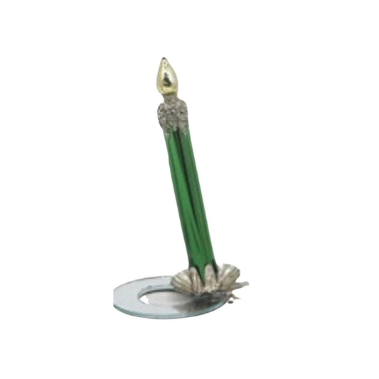 Glass candle with retro tree clip, classic green