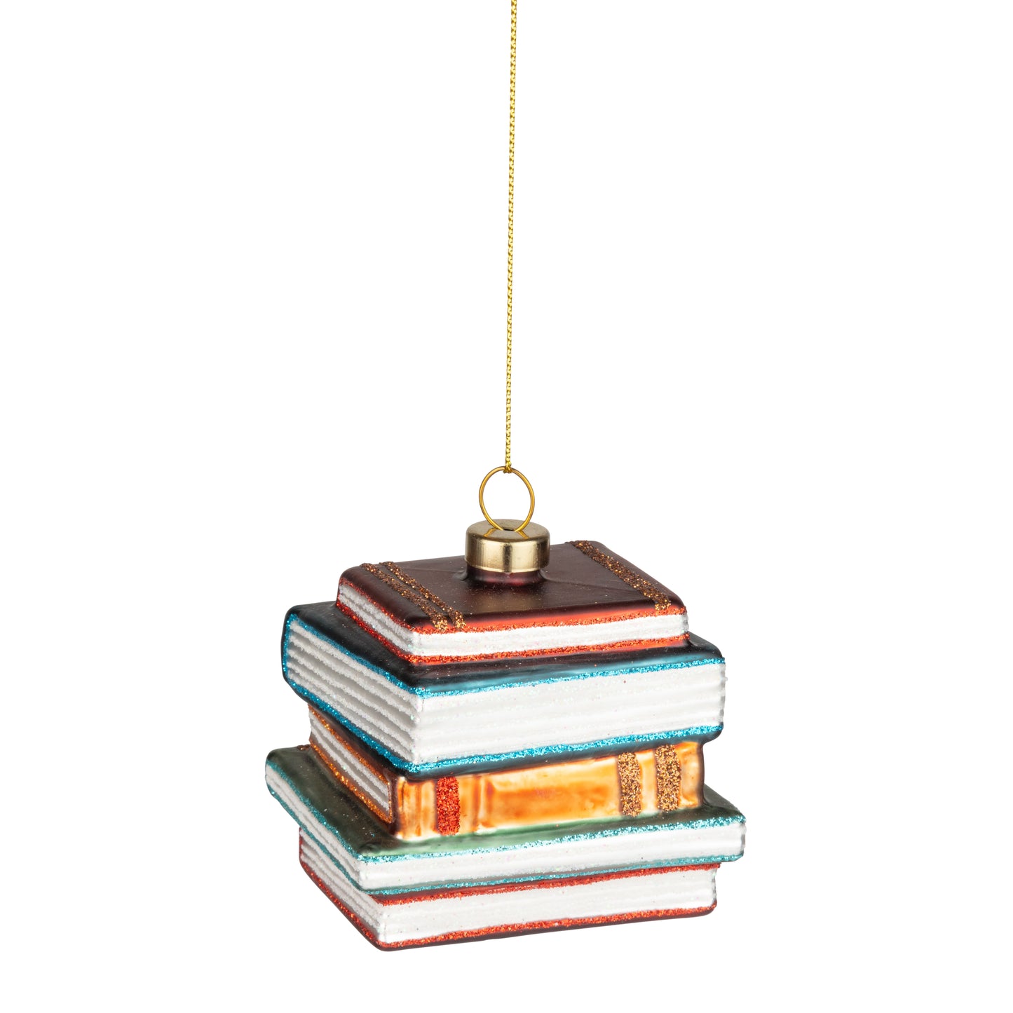Glass book stack ornament