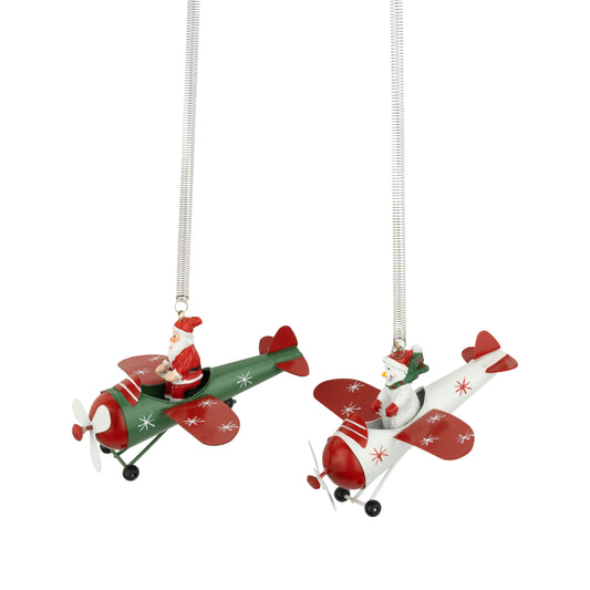 metal bi-plane on spring ornament