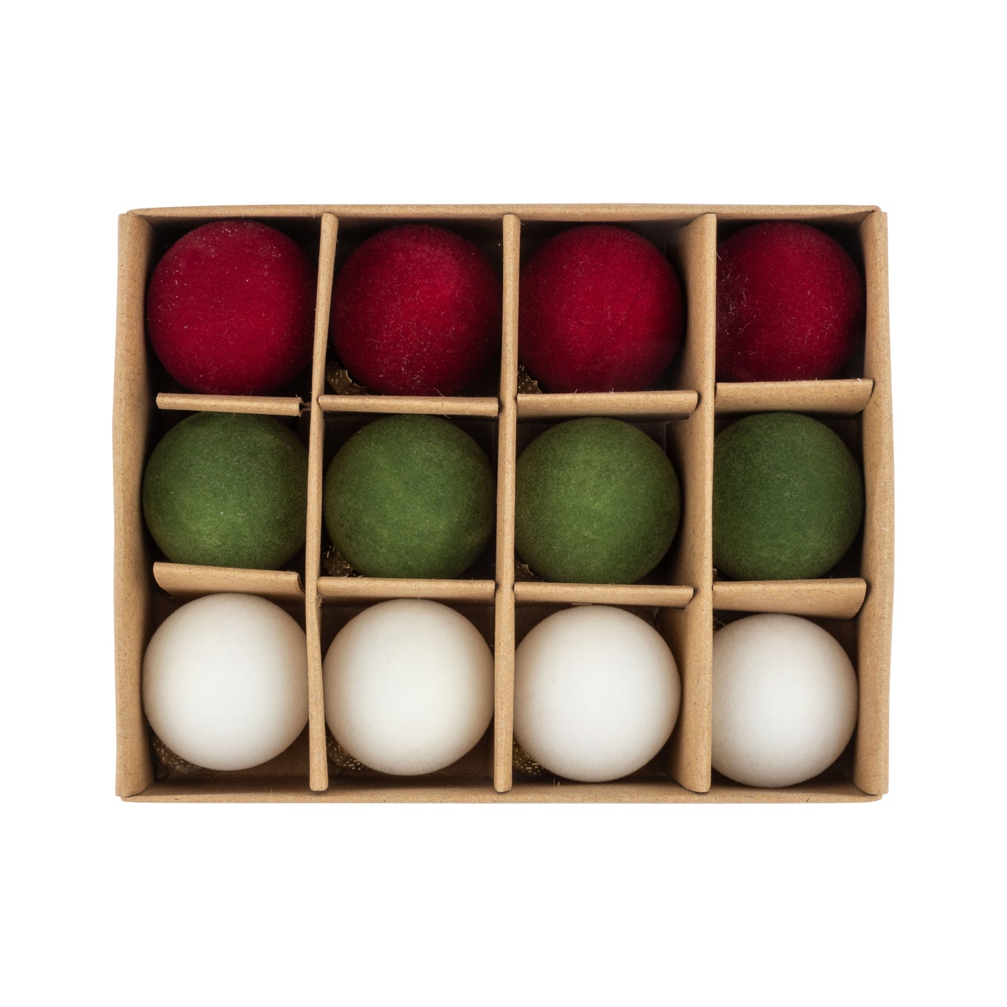 Set of 12 mini flocked covered acrylic ball
