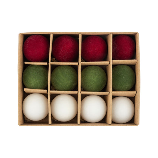 Set of 12 mini flocked covered acrylic ball