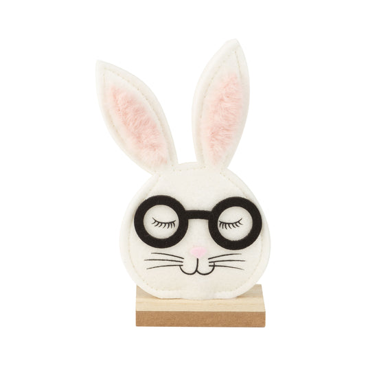 Felt bunny face with wood glasses Small