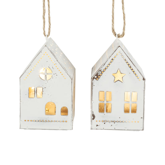white metal house ornament
