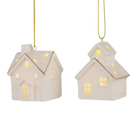 Ceramic School House Ornament