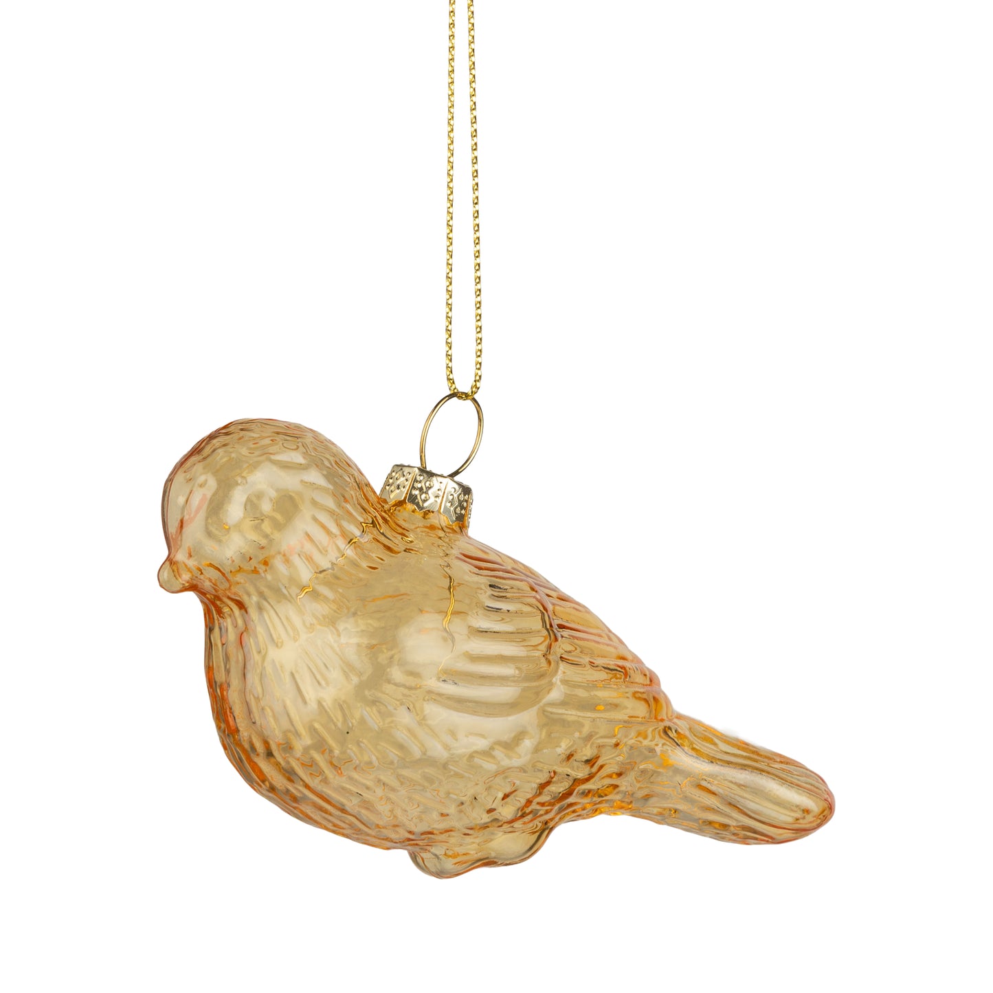 Glass pale yellow bird ornament