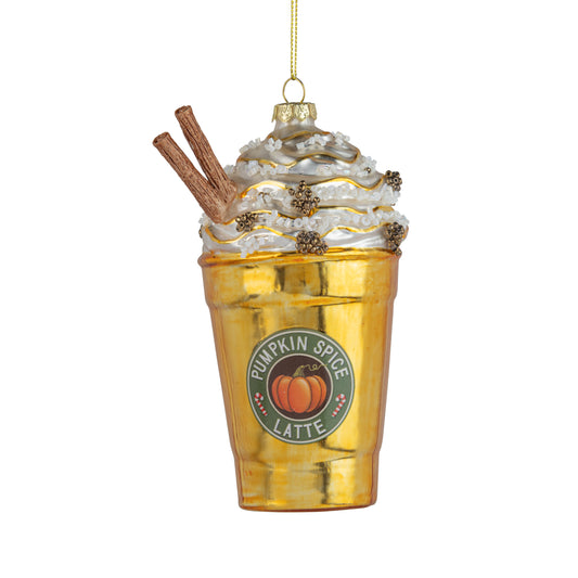 Glass ornament, pumpkin spice latte