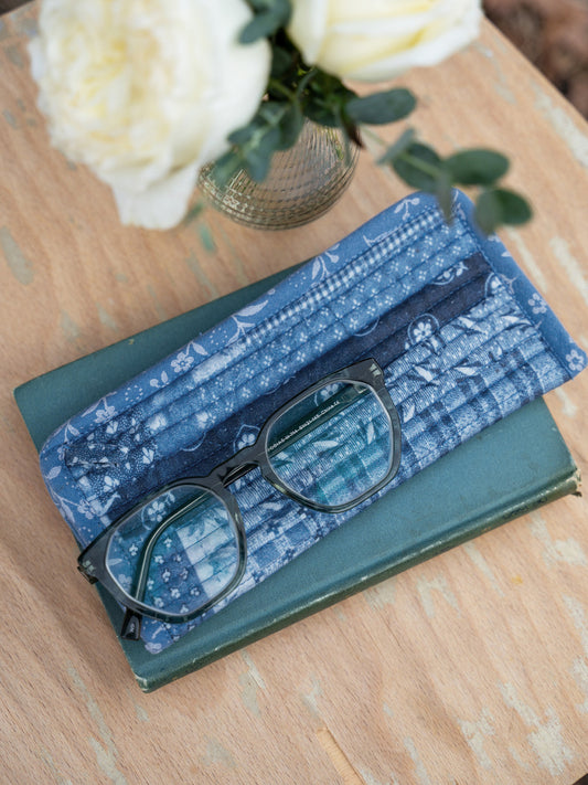 Harmony Patchwork Glasses Case - Blue