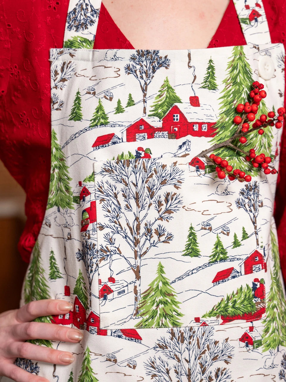 Yuletide Chef Apron - Ivory