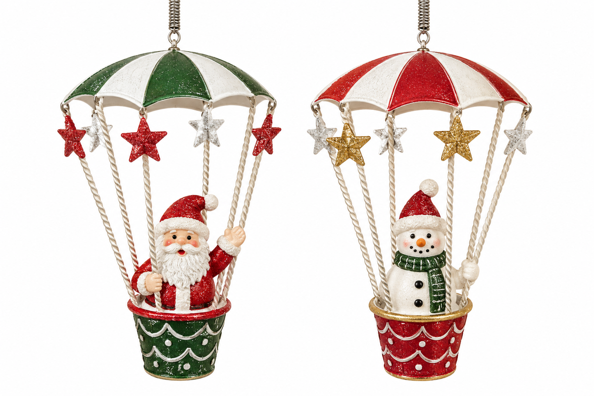 metal hot air balloon on spring ornament