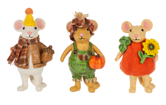 Dressed Up Fall Mice Figurine