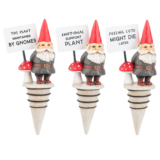Garden Gnome w/Sign Plant Pick