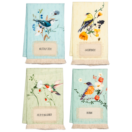 Embroidered Bird Tea Towel