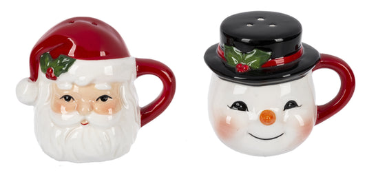 Pair of Santa & Snowman Salt & Pepper Shakers