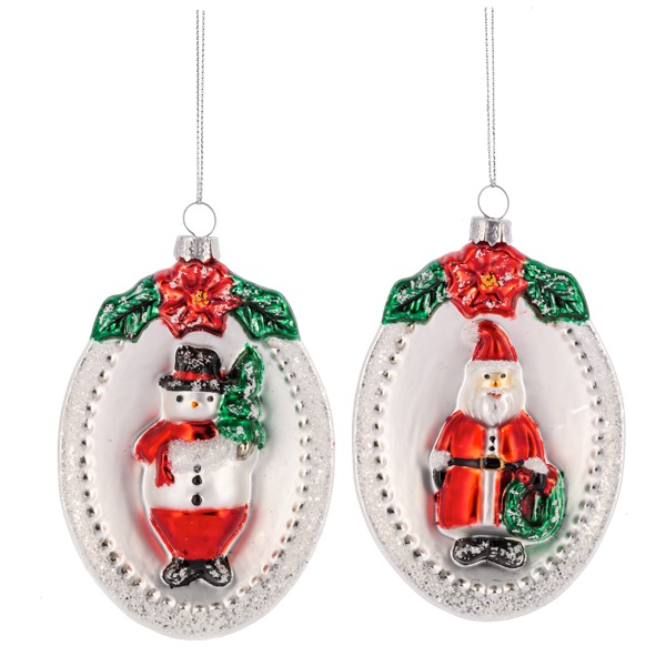 Santa & Snowman Plaque Ornaments