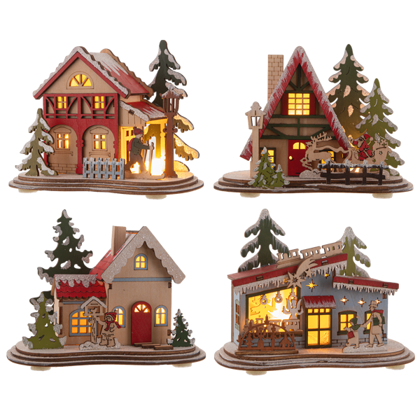 LED Light Up Village House Figurine