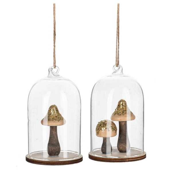 Mushroom in Cloche Ornaments