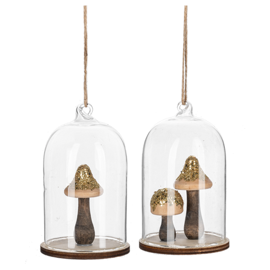 Mushroom in Cloche Ornaments