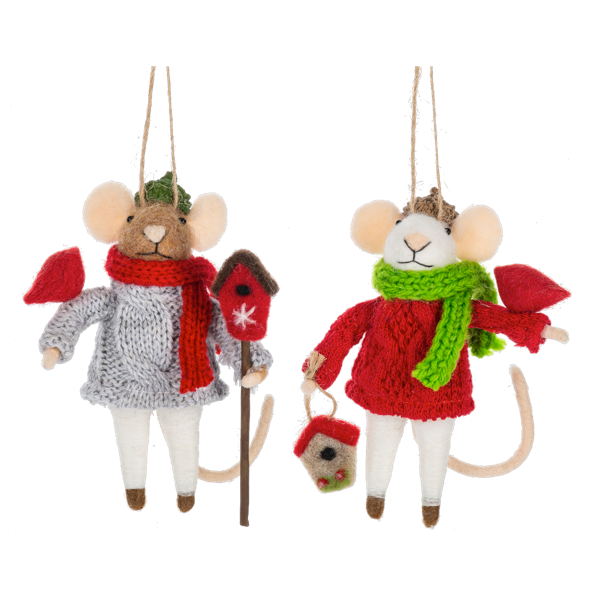 Mouse with Cardinal Ornament