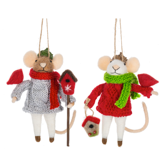 Mouse with Cardinal Ornament