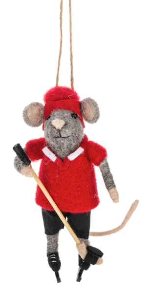 Mouse Hockey Player Ornament