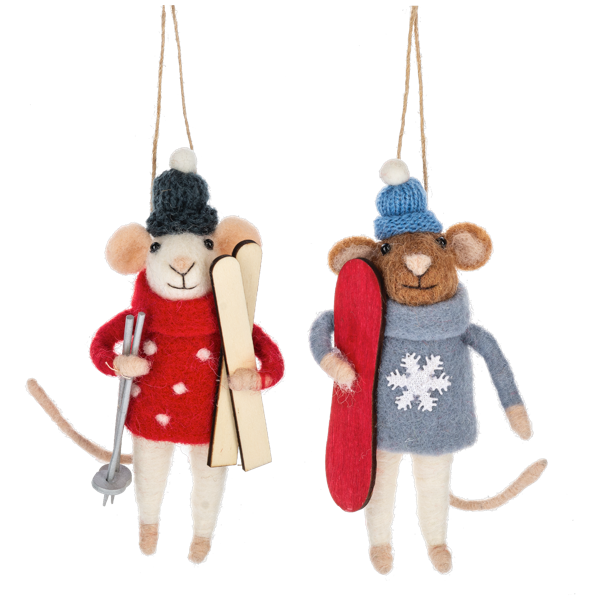 Mouse Skiing Ornament