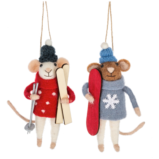 Mouse Skiing Ornament