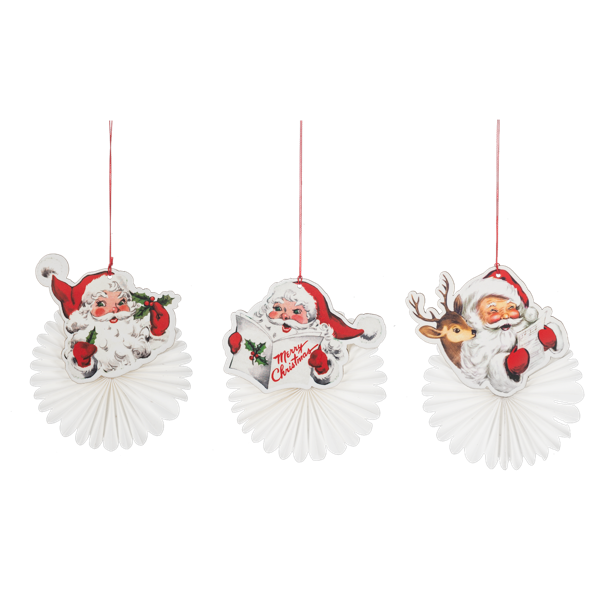 Retro Honeycomb Santa Ornament