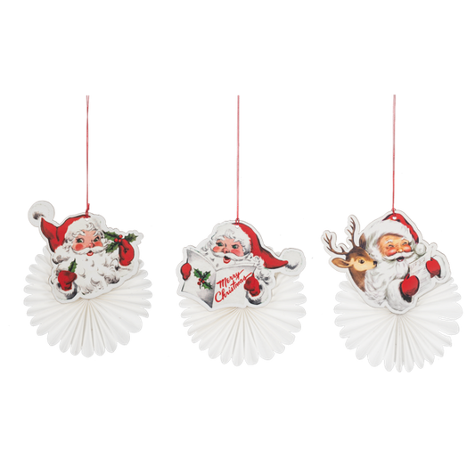 Retro Honeycomb Santa Ornament