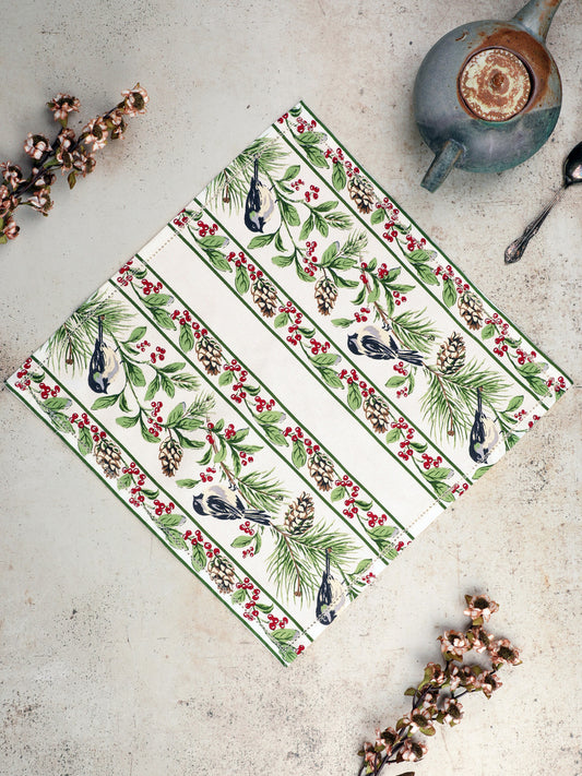 Chickadee Luncheon Napkin Set of 4 - Ivory