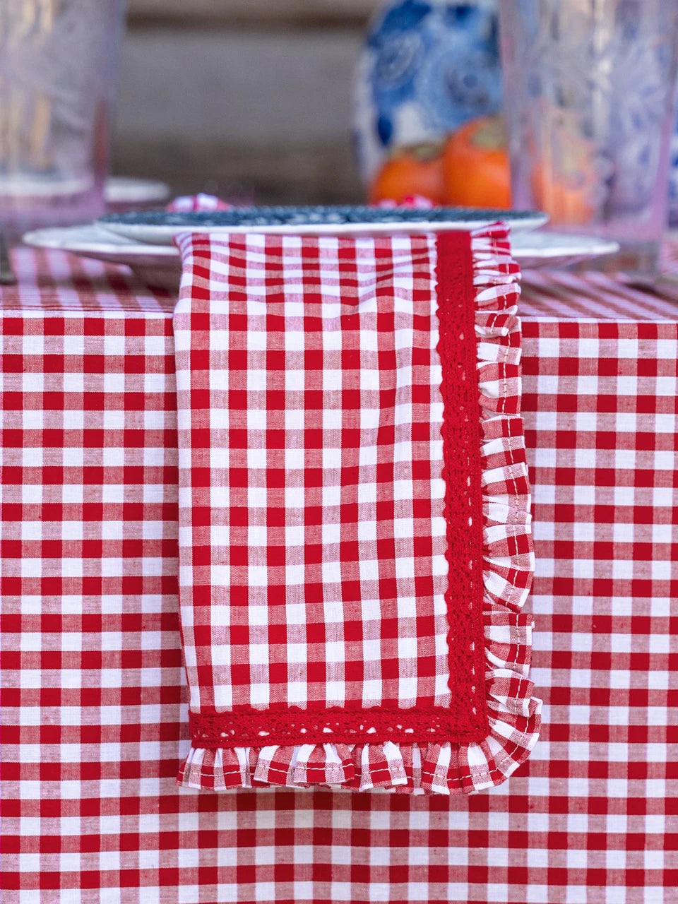 Cottage Gingham Luncheon Napkin Set of 4 - R