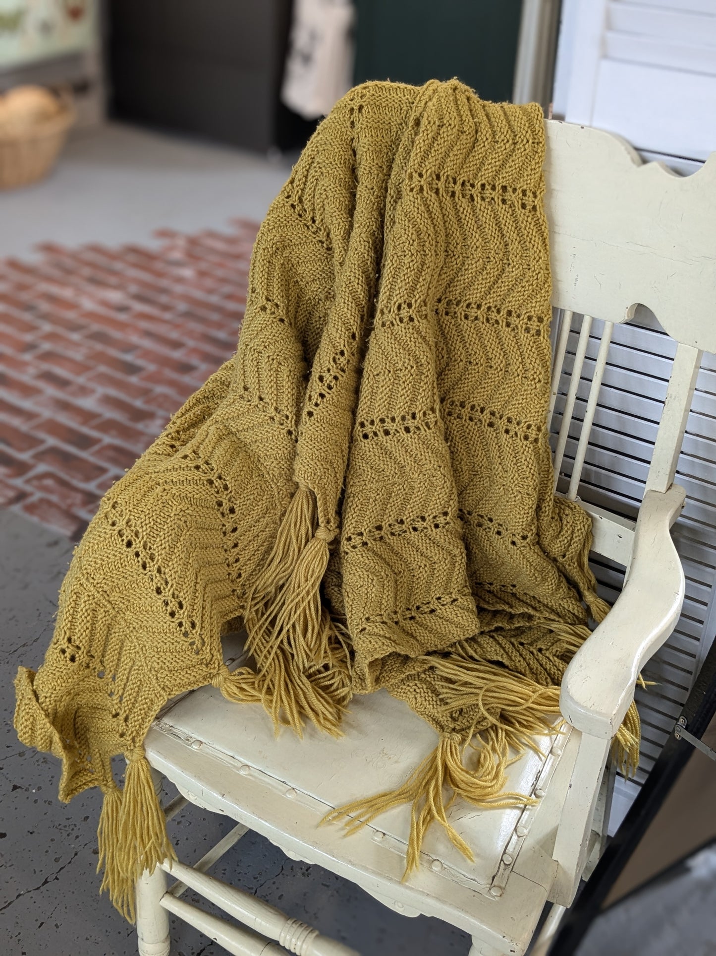 Mustard crocheted blanket