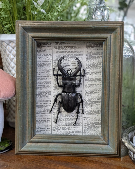 Faux bug wall art teal shadow box