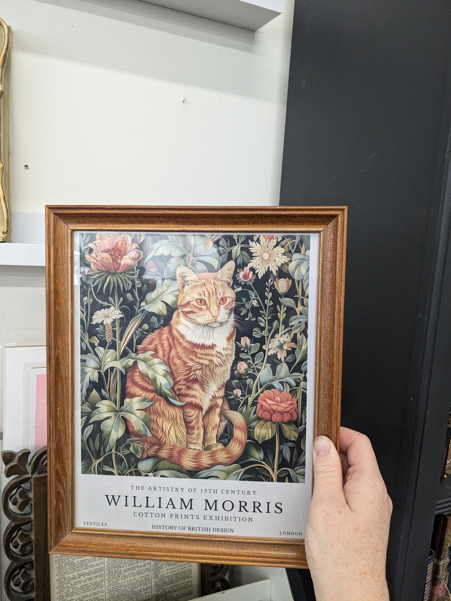 william morris cat framed print