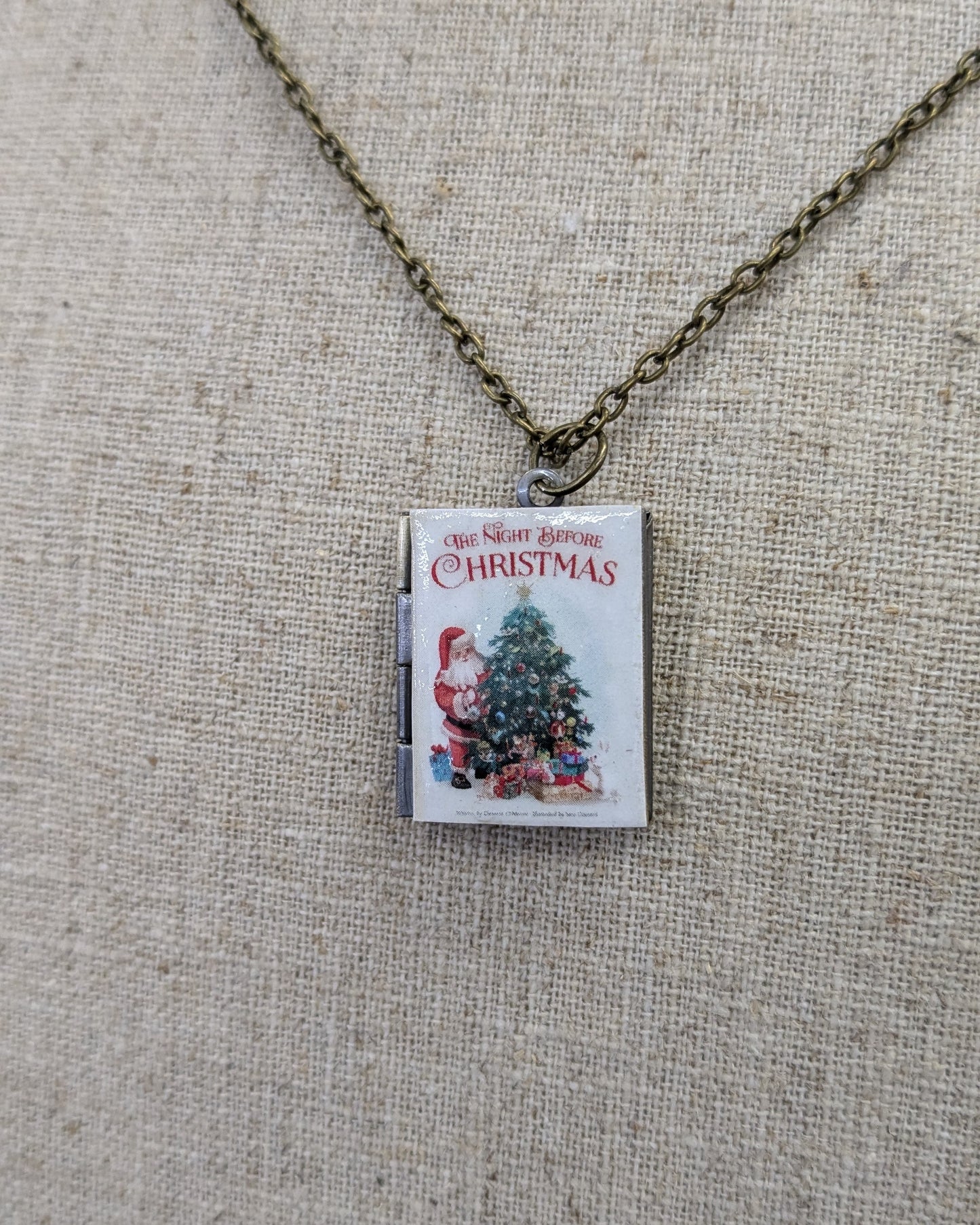 Christmas Book Locket Necklace