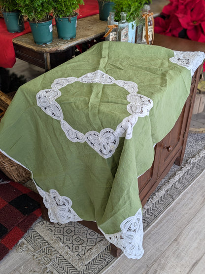 Green square table cloth