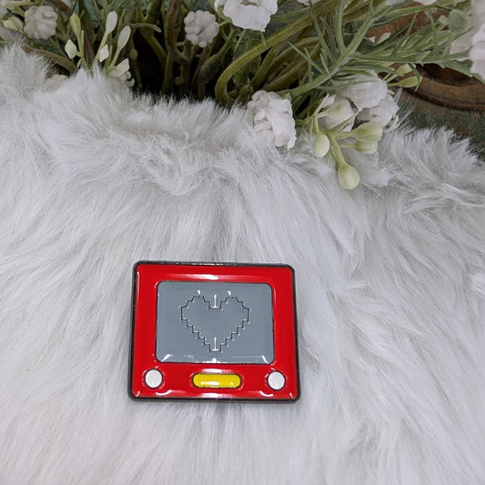 Heart etch a sketch pin