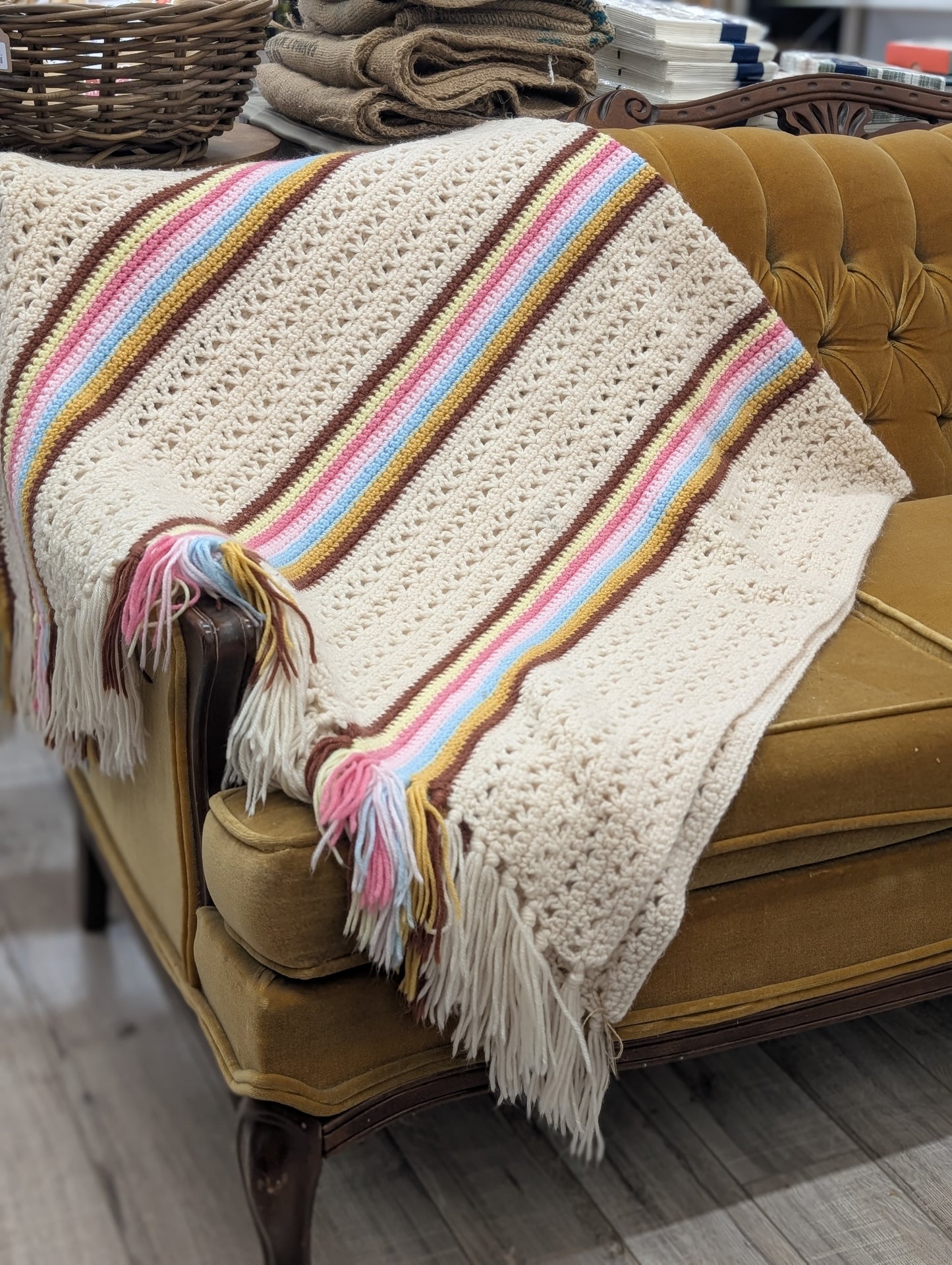 Cream & Colour Couch Blanket