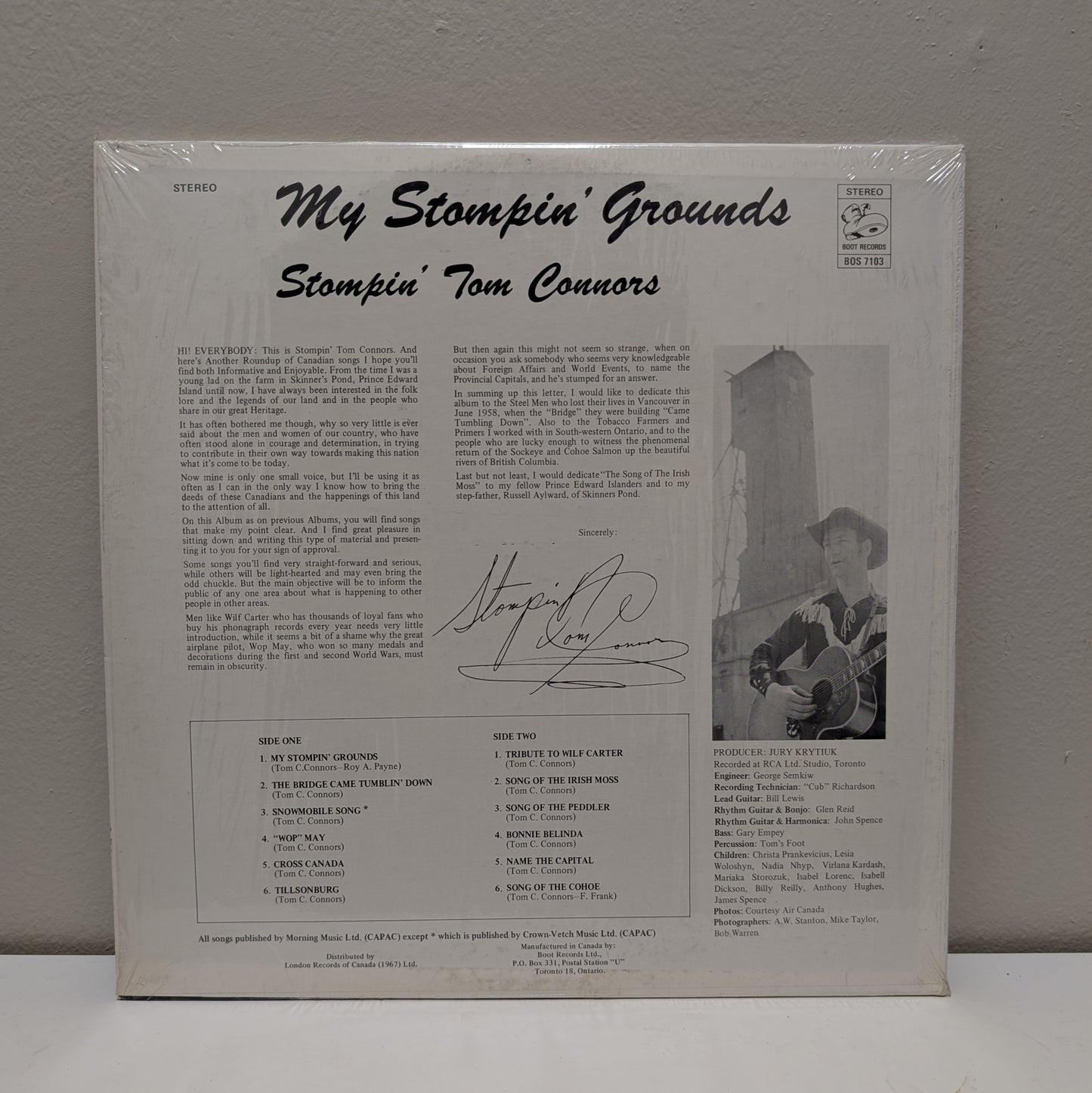 Stompin' Tom Connors My Stompin' Grounds LP